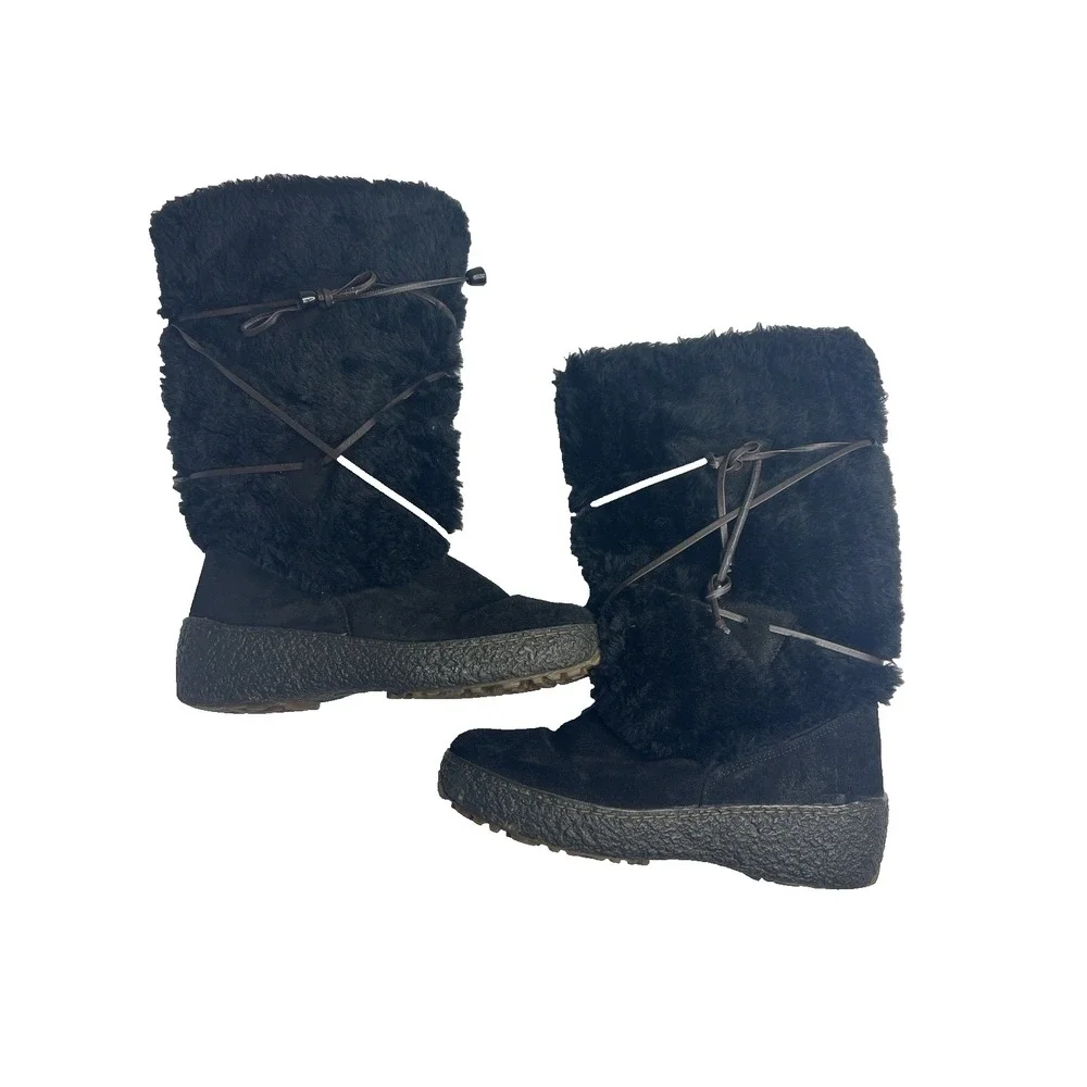 Vtg Oscar Sport Women US 8 EUR 39 Lined Boots Apres Black Ski Hiking Snow Rave